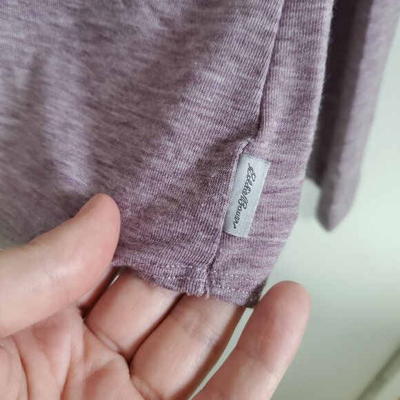EDDIE BAUER Henley Shirt Roll Tab Long Sleeve Heathered Purple Women's Medium - Picture 11 of 14